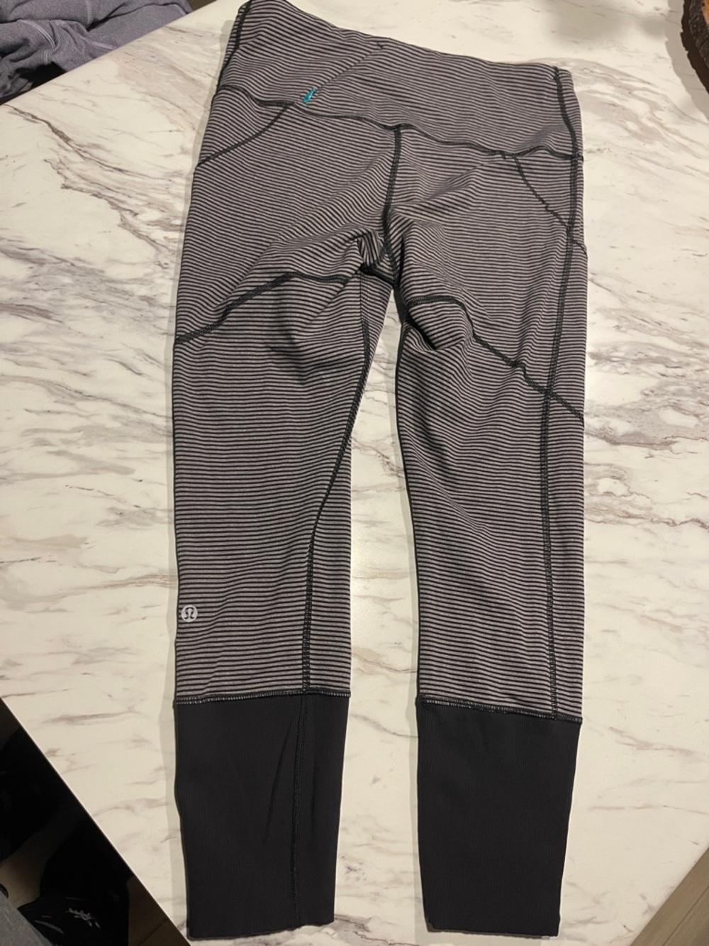 lululemon athletica Black & White Striped High-Rise Leggings